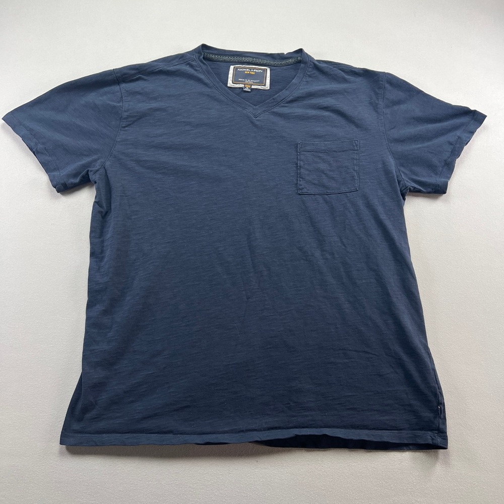 Nickel & Iron New York T Shirt Mens XL Navy Blue Cotton V Neck Short Sleeve